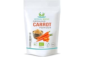Herbal Magic's Organic Carrot Powder- Earthy & authentic flavour to your recipes,smoothies,carrot cakes, Pasta Dishes,Soups, Natural Food Colour - No Fillers& Preservatives-100gms