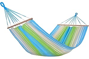 JOBEK - Hamac KOLOR Vert Bleu Écru FSC 100% - 300 x 100 cm