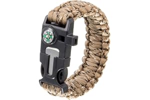 YzoTek Survival Camo Paracord Bracelet - 5 in 1 Sports Casual Wristband with Multi Emergency Tools Compass, Flint, Whistle for Wilderness Hunting & Fishing
