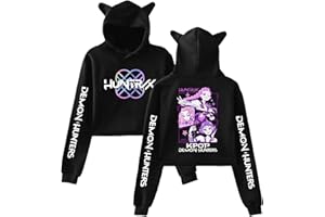 Générique Sweat à Capuche Femme Fille avec Oreilles de Chat Imprimé D-Demon H-Hunters Huntrix Huntr/X Rumi Mira Zoey Sweatshirt Sweats Capuche Demons Hunters Merch pour Fille Imprimés Pull à Manches