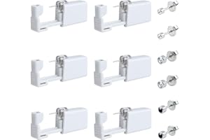 Mecmbj Pistola per Piercing All'orecchio, Pistola Orecchini Bianca Usa e Getta per piercing all'orecchio Asettiche Per Le Orecchie Sicurezza per Ragazze, Donne e Uomini(6 Pezzi)