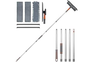 WISETEN Ściągaczka do okien, 78-calowy zestaw profesjonalnych wycieraczek do okien z teleskopowym uchwytem i obrotową głowicą, narzędzia do czyszczenia szyb w wysokich oknach wewnątrz i na zewnątrz budynków