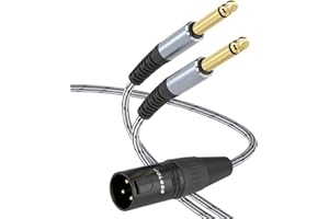 JOLGOO XLR Male to Dual 1/4" TS Mono Y Splitter Microphone Cable, XLR Male to Dual 6.35mm TS Y Adapter Cord, 3 Meters