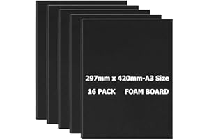 SENENQU Lot de 16 Carton Mousse Noir A3, 5mm Plaque Mousse de Polystyrène, Planche Mousse Noire pour Art, Présentations, École, Bureau (297MM×420MM)