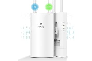 PHAVN Ripetitore WiFi Esterno, 1200Mbps Amplificatore WiFi Dual Band 5GHz&2.4GHz con PoE, 2 Porta Ethernet, Supporto Modalità AP/Ripetitore/Router/Bridge