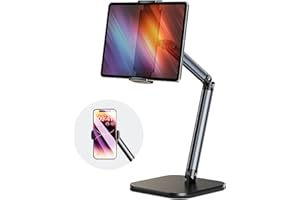 PUJUDODA Support Tablette,Support Tablette Bureau avec Hauteur et Angle Réglables,Support iPad Pliable pour Smartphones,iPhone,iPad,Tablettes(4"-12.9")