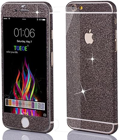 Toeoe Full Body Bling Crystal Diamond Skin Sticker with Screen Protector Film for iPhone 6s Plus/6 Plus - Black
