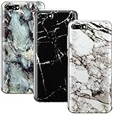 CLM-Tech kompatibel mit Huawei Honor 10 Hülle 3X, TPU Silikon-Hülle Case 3er Set Schutzhülle Handyhülle, Marmor schwarz weiß