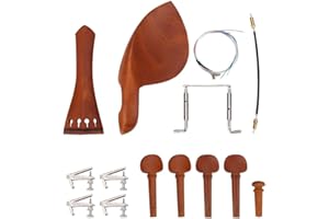 DILWE Accesorios para Violín 4/4, Madera de Azufaifo Chinrest Clavijas Tailpiece Tuners Endpin Cuerda(A + Cuerda ) for Estudiantes, Aficionados y Profesionales