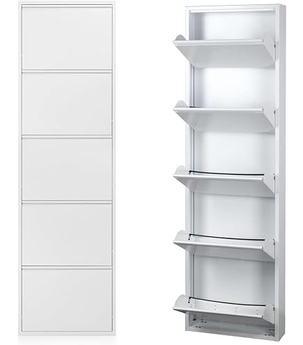 Scarpiera Slim Salvaspazio Germanvox | My Brand 3 Ante Ribalta Profondità 15 Cm Bianca