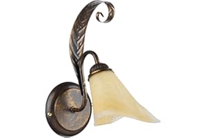 ONLI 4230/Ap Applique in Metallo Marrone spennellato Oro e Vetro Ambra