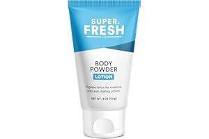 Super Fresh Body Powder Lotion by SweatBlock - Talc Free, Anti-Chafing, Deodorizing, Natural Ingredients - No Mess Body Powder Lotion for Men and Women - 4 fl oz.