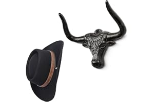 FILANO Cowboy Hat Rack for Wall 1 Pack Longhorn Hat HooksHat Holder Cast Iron Metal Wall Decor Rustic Cowboy Hat Hanger for Storage Closet Bedroom Living Room Rust Western Gifts