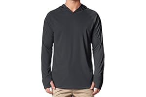 Peakwell Men's UPF 50+ Sun Protection Long Sleeve Hoodie Fishing Rash Guard Tops Lightweight UV-Shirts