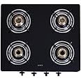 Elica Vetro Glass Top 4 Burner Gas Stove (CT VETRO 460 BLK)Open,Black