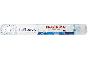 Hotpack Disposable Strong Plastic Hygienic Prayer Mat with Perofration, 50 Pieces