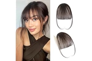XIWCAFC Frangetta Finta Capelli Clip,Naturale Frangia Finta Capelli Veri,Extension Frontale Frangia Posticci,Parrucca Con Frangia,Clip In Frangia,Capelli Frangia,Per Capelli Estensioni, (marrone scuro)