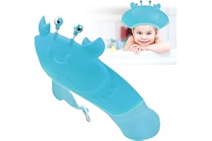 FUTUHADA Cuffia da Doccia Cap per Bambino, Visiera Regolabile Cappello Doccia Bambini, Tappi per Shampoo per Bambini, Baby Bath Shower Cap Prevenire l'Acqua Flusso Verso Occhi e Viso (Blu)