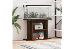Gecheer Aquarium Stand Fish Tank Cabinet Side Cabinet with Display Shelves for Home Living Room Brown Oak 80x35x60 cm Engineered Wood