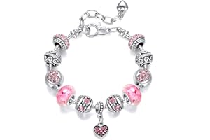 PYAIOVR 1 Pezzi Bracciale Bambina, Bracciali Bambina Comunione,BFF Bracciale Con Ciondoli Regolabili, Braccialetto Con Ciondolo A Forma Di cuore, Bracciale In Lega Per Bambini(B)