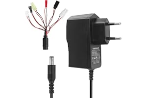 KRYOLITHM Caricabatterie RC Universale Intelligente, rc charger per Batterie NiMH/NiCd 2.4V-12V Compatibile con Auto, Drone, Airsoft Con Connettori Tamiya/Mini Tamiya/SM 2P/JST/XH/Futaba