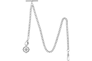 ALWESAM Pocket Watch Chain Albert T-Bar Chain Antique T Shaped Hanging Watch Chain 14 Inch Single Link Vest Belt