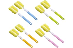 HOSHISEA 8 Stück Schaumstoffbürste, Flaschenbürste Schwamm, Baby Flaschen Reinigung Bürste, Schwamm Flaschen Reinigungsbürste, Flaschenbürste, Für Babyflaschen, Tassen (Orange, Blau, Grün, Pink)