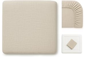 BABEES Wickelauflagenbezug 100% Baumwolle Musselin Bezug für Wickelauflage 85x75 und 75x75 cm – weicher Wickeauflagenüberzug, atmungsaktiv & waschbar Sterne grau (BEIGE)