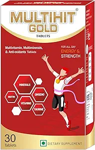 MULTIHIT GOLD - Multivitamins - Multiminerals tablets with Anti oxidants, Amino Acids, Ginseng & Taurine for All day energy and strength (Pack of 30)