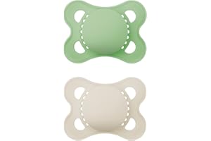 MAM SkinSoft Juego de 2 chupetes originales para bebés respetuosos con los dientes hechos de materiales sostenibles y orgánicos renovables, tetina de silicona, con caja para chupetes, 0-6 meses,