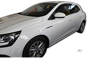 J&J AUTOMOTIVE | Heko Deflecteurs d'air Déflecteurs de Vent Compatible avec Megane 4 5P. Berlina Depuis 2016, Ensemble 4 pièces, Noir, Fumé, Aérodynamique, Montage Facile
