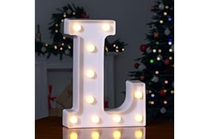 Foaky LED Letter Lights Sign 26 Alphabet Light Up Letters Sign for Night Light Wedding Birthday Party Battery Powered Christmas Lamp Home Bar Decoration (L)