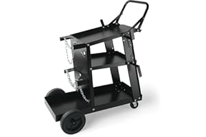 VEVOR Chariot de Soudage à 3 Niveaux Chariot Poste à Souder Capacité Charge 181,4 kg​​ Roues 360° Chaînes Sécurité Stockage Réservoirs Chariot Soudure MIG pour Atelier TIG Arc MMA Découpeur Plasma