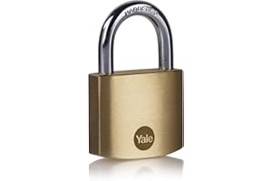 Yale Lucchetto in ottone Y110B/40 40 mm: corpo robusto con doppia chiusura cilindro a 5 perni e arco in acciaio temprato testato EN12320 per la protezione sicura di armadietti e cassette