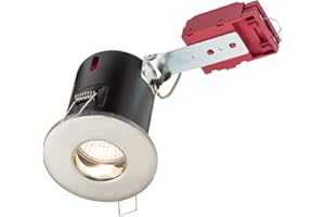 Knightsbridge IP65 230V GU10 IC Fire Rated Shower Light-Brushed Chrome, Metal