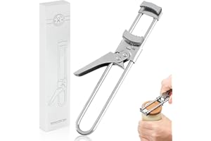EULUOZIQING Deckelöffner für Schraubgläser, Verstellbarer Dosenöffner Edelstahl Manuell, Glasöffner Schraubdeckelöffner für Senioren, Arthritis, Frauen (Silber)