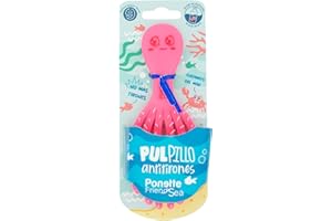 PONETTE FRIENDSEA - Cepillo de Pelo Desenredante Antitirones Infantil Rosa Fucsia Neón, Compacto, Viaje, Plástico Reciclado, Pulpillo, Divertido, Niños, Niñas, Sin Tirones, Reciclable, Marca Española