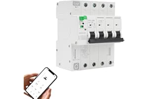 DewinLVD WIFI Intelligenter Leistungsschutzschalter, 4P 63A Leistungsschalter Wiedereinschaltbarer Leckageschutz Tuya APP Remote Control