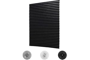 KELIXU 3 Pack 120CMx180CM Pleated Fabric Blind Light Filtering Shade Instant Stick on Blinds for Window Privacy Protection, Quick Fix and Easy to Install, with 6 Clips, Black