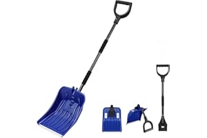 CLISPEED Snow Shovel Set 2-in-1 Snow Shovel with Ice Scraper for Car Truck Camping and Other Outdoor Activities (Blue)