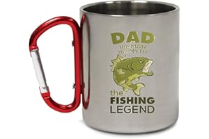 LBS4ALL The Man The Fishing Legend Camping Carabiner Mug Cup Birthday Gift Fathers Day 300ml