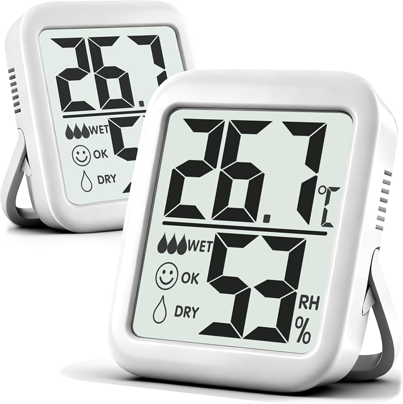 Antonki 2 Stück Thermometer Hygrometer Innen Raumthermometer, Digital Temperatur und luftfeuchtigkeitsmesser innen für Gewächshaus, Wohnzimmer, Babyzimmer, Weinkeller- Inklusive Batterie