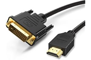 CableCreation HDMI to DVI Cable, 2m Bi-Directional HDMI Male to DVI(24+1) Male Braid Cable, Support 1080P for Raspberry Pi, Roku, Xbox One, PS4, PS3, Laptop, Blue-ray, Nintendo Switch etc,6.6FT/2M