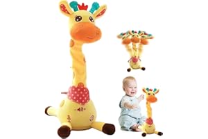 KOUAMOR Jouet girafe dansant de 35 cm, dansant, chantant, parlant, enregistrement et répétition, jouets éducatifs en forme de girafe, jouets interactifs en peluche en peluche, sûr et doux, cadeau pour les