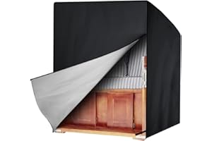 Awnic Strandkorb Schutzhülle Winterfest, Strandkorbhülle 2 Sitze Wasserdicht, Abdeckhauben für Strandkörbe, Abdeckung Strandkorb Winterfest 420D Oxford-Gewebe L135×B105×H175/140cm