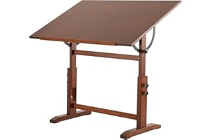 ‎VISWIN VISWIN 76 x 107 cm Extragroßer Zeichentisch aus Holz, Höhen- und Winkelverstellbar, Künstlertisch aus Massivem Kiefernholz zum Zeichnen, Flach Neigbar, Studio-Kunsthandwerkstisch zum Malen
