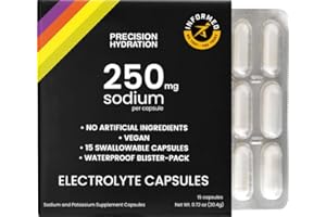 Precision Hydration Electrolyte Capsules - 15 Blister Packed (Waterproof) / Salt Capsules - Combat Cramp - No Artificial Ingredients, Digestion-Friendly Formula - Gluten Free, Vegan Friendly (1-Pack)