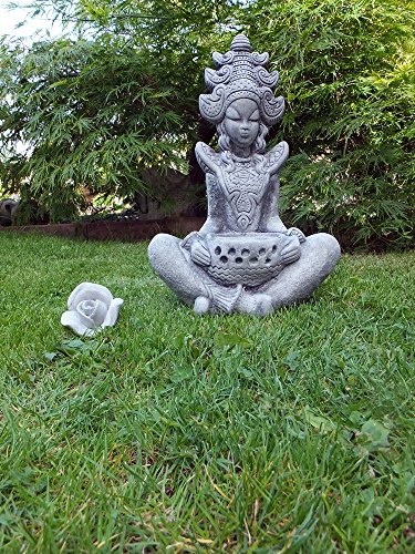 Stein BUDDHA Feng-Shui Steinfigur massiv Skulptur Garten Deko Frostfrei H-42 cm KOI massiver Steinguss - 4