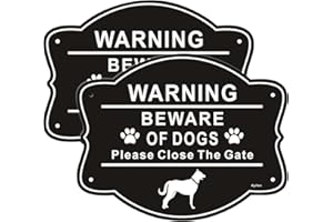 AYIFAN 2 Pack Beware of The Dog Sign for Gates, 25x20cm Please Close Gate Sign, Aluminum Metal Yard Sign, Fade Resistant, UV Protected, Weatherproof Warning Dog Sings for Outdoor Gate