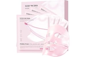 YZ&YL Masque Collagene Visage, Bio Collagen Mask, Masque bio collagene, Pink Collagen Gel Mask, Pore Minimisation, Hydratation profonde, Réduisez les rides, Anti-âge, 4 EA